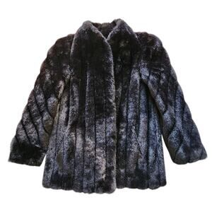 Vintage 80s 90s G-4000 Black Faux Fur Coat Jacket Women Medium Large Made USA